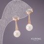 Earrings Xuping with pearls "Mallorca" 26x8mm 18K Gold Plating