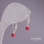 Xuping Earrings with Red Stones - Rhodium