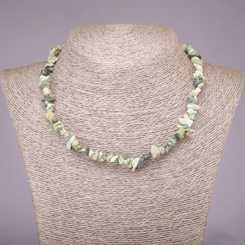 Serpentine Bead Necklace, Natural Stone, Bead Diameter 5-8 mm, Length 45 cm