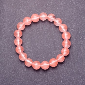 Bracelet with natural chalcedony, smooth bead, 8 mm diameter (+/-), on elastic, circumference 18 cm