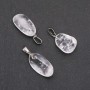 Pendant with natural rock crystal, faceted, assorted sizes 19x24 mm (±)
