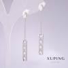 Xuping Rhodium-plated Earrings with White Stones and White Crystals 50x5mm