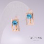 Xuping Earrings with 18k Gold Plating, Blue Stones and White Crystals