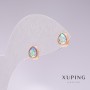 Xuping drop-shaped stud earrings with blue stone 'Gasoline' 18K gold plated 18×7 mm