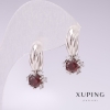 Xuping rhodium-plated earrings with red stones 21x10mm