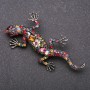 Lizard Brooch in Multicolored Rhinestones Gray Metal 66x34mm