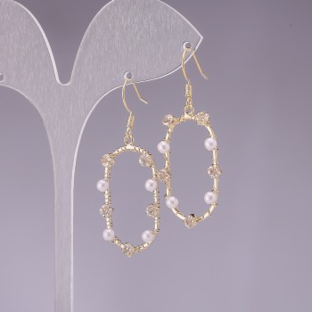 925 Sterling Silver Earrings with White Beads