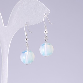 Moonstone Ball Earrings, 14mm Diameter