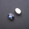 Sew-on crystal in cap setting, oval 10×14 mm blue