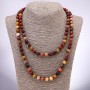 Mookaite Jasper Necklace with natural stone beads, smooth round beads, diameter about 8 mm, length 120 cm
