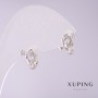 Xuping Earrings 'Bows' with White Crystals 11x9mm Rhodium Plated