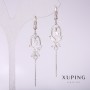 Xuping Earrings with White Stones 55×10 mm Rhodium