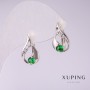 Xuping earrings with green stones 17x10mm rhodium-plated