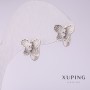 Earrings Xuping 'Butterflies' with white crystals 10x10 mm rhodium