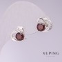 Xuping Heart Earrings with Red Stones 10×12mm Rhodium