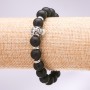 Shungite Skull Elastic Bracelet, 10 mm Beads, 18 cm long +