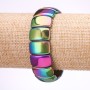 Hematite bracelet with rainbow plating 'Benzini' – 12×20 mm links, 18 cm length, on elastic