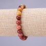 Mookaite Jasper Bracelet with smooth round beads, 8 mm diameter, 18 cm length on elastic