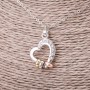 Heart Pendant on Chain with White Crystals, Silver-Colored Metal, Diameter 16×23 mm, Length 45–50 cm