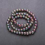 Hematite beads on a rainbow-coated thread, 'Gasoline' smooth round beads, 6 mm diameter, 38 cm length