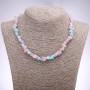 Beaded necklace with tinted pink and blue quartz chips, 7± mm in diameter, 42–48 cm long
