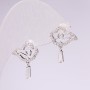 Stud Earrings, 925 Series, White Crystals, 18×14 mm, Silver-Colored Metal