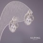 Xuping Earrings with White Stone, 18x11 mm Rhodium