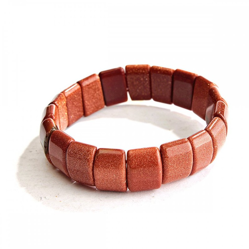 Aventurine Bracelet 'Golden Sand' 15×11 mm Link on Elastic
