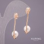 Xuping Earrings with Mallorca Pearls, White, 35×9 mm, Rhodium