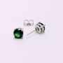 Xuping Stud Earrings with Green Stone, 6mm Diameter, Rhodium-Plated