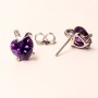 Xuping Heart-Shaped Stud Earrings with Purple Stone, 11×9 mm, Rhodium-Plated