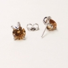 Xuping Stud Earrings with Yellow-Gold Colored Stone, Rhodium