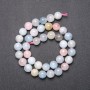 Morganite natural stone beads on thread, smooth round beads, diameter 10 mm, length 38 cm