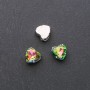 Price per pack / 10 pcs. Sew-on Crystal in Cap, Heart-shaped, 10mm Pink-Green