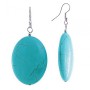Drop earrings with oval smooth cabochons in 'turquoise' with veining, 30×40 mm