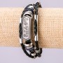 Bracelet "Levi's", length 21 cm, thickness 15 mm black eco-leather