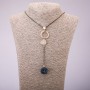Crystal pendant on a long chain, metal 'black gold', diameter 113×23 mm, length 70 cm