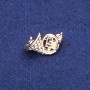 Brooch 'French Horn' with rhinestones, gold-tone metal, 16x27mm