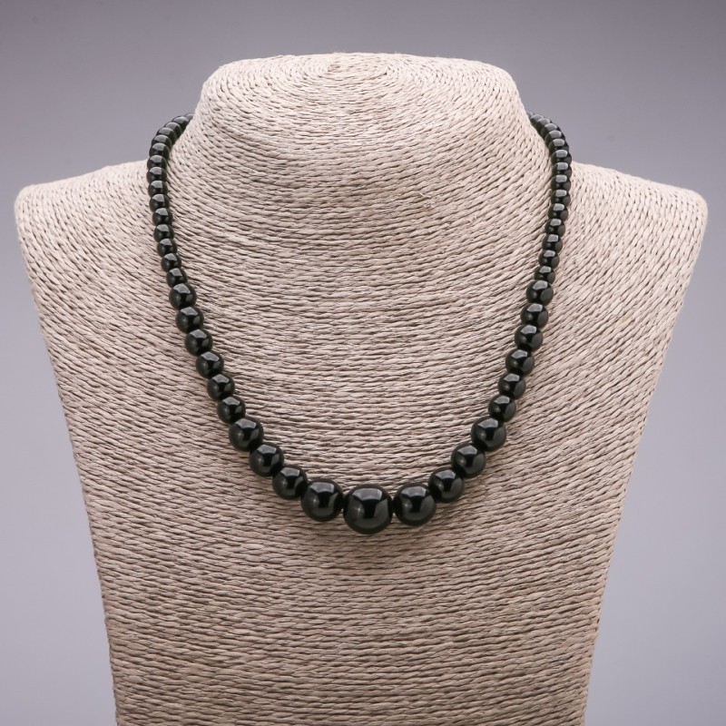 Agate Bead Necklace (Synthetic), Ball Beads, 6–14 mm, 45 cm length