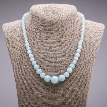 Aquamarine Bead Necklace with Graduated Beads, 6–14 mm, 45 cm long