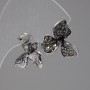 Stud Earrings "Trefoil", dark rhinestones, silver-tone metal, 20mm