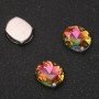 Price per pack / 10 pcs. Sew-on crystal in a cap Oval 10x12 mm Pink-Green