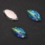 Price per pack / 10 pcs. Sew-on crystal in cap Oval 9x18mm green-blue