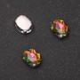 Sew-on crystal in a setting, Oval 8x10 mm pink-green