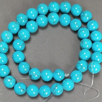 Natural Turquoise Beads (pressed) Smooth Bead, 10mm Diameter, 38cm Length