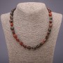 Necklace of natural red jasper, tumbled, 9×12 mm diameter, 48 cm length