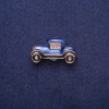 Car Brooch with blue-black enamel and crystals, gold-tone metal 17×29 mm