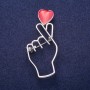 Brooch 'Symbol of Love' with Red Enamel, Silver-Toned Metal 25x57mm