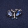 Butterfly Brooch in Crystals, Silvery Metal 24x34mm