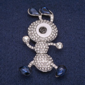 Ant Brooch with Crystals, Silver-Toned Metal, 35x56mm